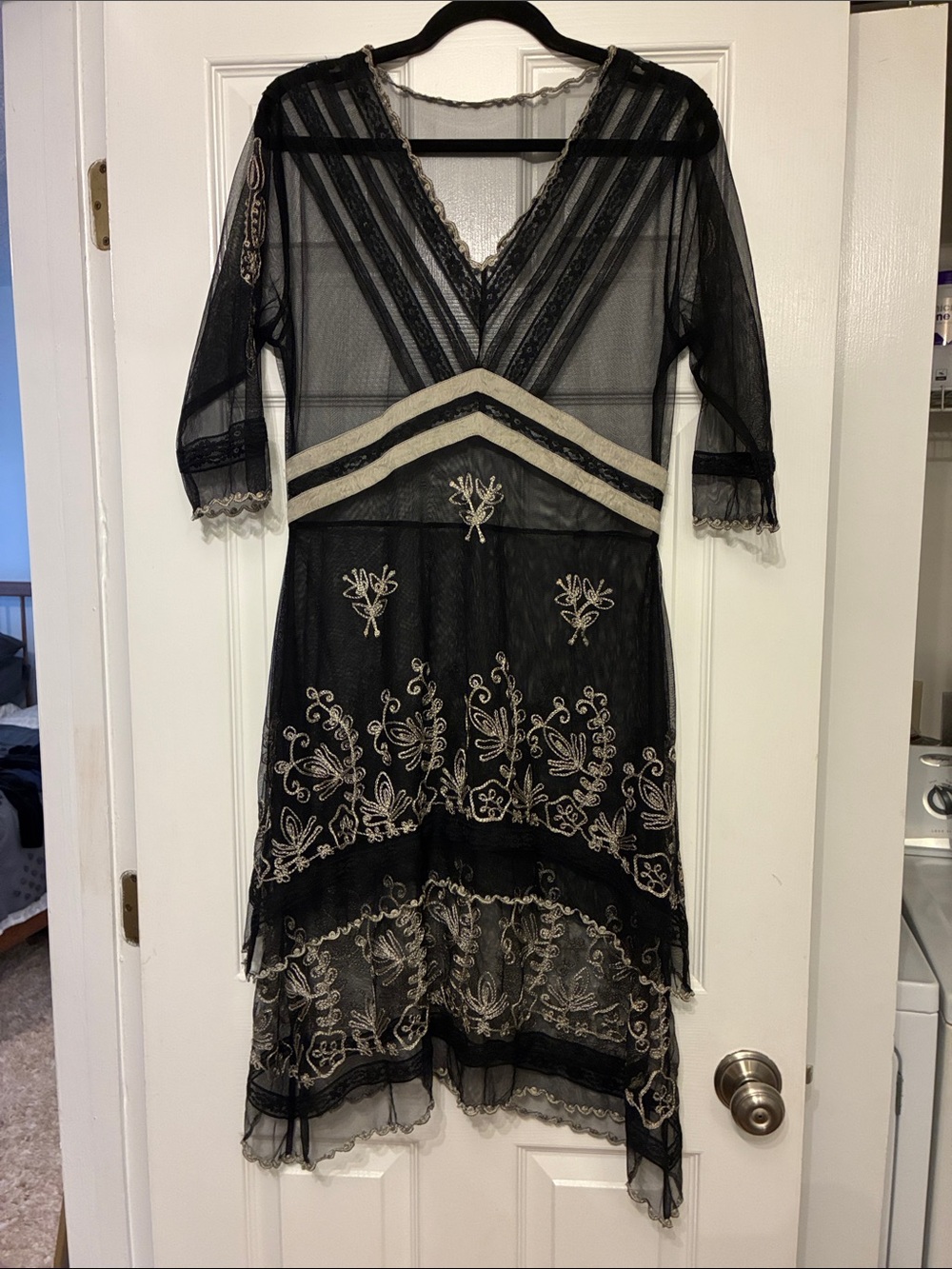 Nataya Black Mesh Overlay Dress